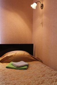 ロストフ・ナ・ドヌにあるAvenue Hostel 2のベッドルーム1室(ベッド1台、緑のタオル付)