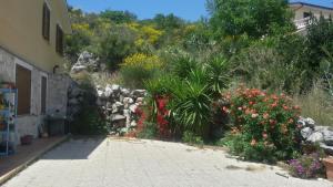 a garden of flowers and plants next to a building at Terramadre in Itri