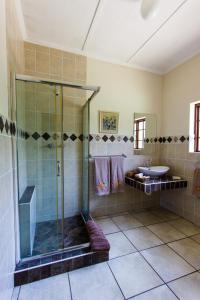 une salle de bain avec douche et lavabo dans l'établissement Parkers Cottages, à St Lucia