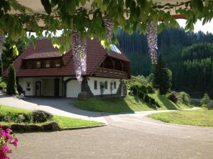 a house with a pathway leading to a driveway at Holzbildhauerei Kammerer in Triberg