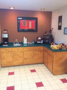 a kitchen with a counter and a sink in a room at Americas Best Value Inn of Decatur in Decatur