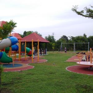 a park with a playground with a slide at Az Zahra Homestay KLIA Sepang in Sepang