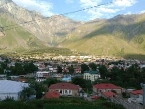 a view of a city with mountains in the background at Belas guesthouse in Stepantsminda