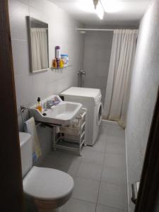 a bathroom with a sink and a toilet at Casa Cal Galceran in Alás