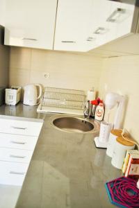 una cocina con fregadero y encimera en Felix Apartment City Center, en Skopje 28 fotos más