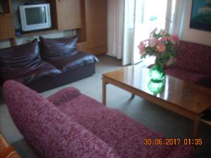 a living room with a couch and a coffee table at Apartment at Sea in Lovran