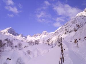 Tuiza de AbajoにあるApartamentos Peña Ubiñaの雪山連峰