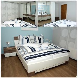 Postel nebo postele na pokoji v ubytování Panoramaferienwohnung Monika mit Pool + 15 fotografií