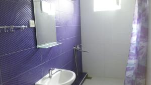 a bathroom with a sink and a mirror at Guest House on Abazgaa 30 in Gagra