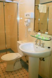 a bathroom with a toilet and a sink at Avonmore On The Park Boutique Hotel in Sydney