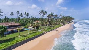 an aerial view of a beach with palm trees at The Frangipani Tree by Edwards Collection in Unawatuna