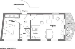 Grundriss eines Hauses in der Unterkunft villa Bella behindertenfreundliche in Ahlbeck