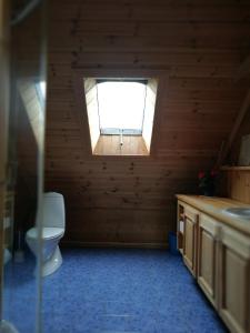 UskedalenにあるDønhaug Gjestegardのバスルーム(トイレ付)、窓が備わります。