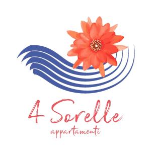 una señal con una flor roja en la ola en Appartamenti Le 4 Sorelle, en Rímini