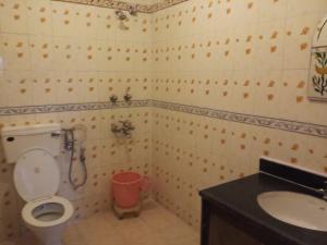 曼达瓦Hotel Shekhawati, A boutique stay的带马桶和水槽的浴室