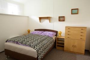 a small bedroom with a bed and a dresser at Apartman Flora in Benecko +16 photos