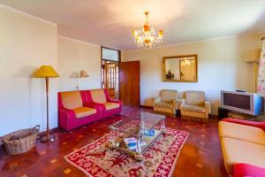 a living room with a couch and a table at Porto Countryside House in Aguiar de Sousa