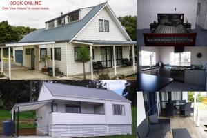 uma colagem de imagens de uma casa em Whangarei Holiday Houses em Whangarei