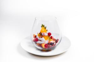 a glass cup filled with food on a plate at Hotel Villa Gabrisa in Positano