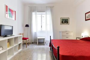 Televízia a/alebo spoločenská miestnosť v ubytovaní Red & White Vatican Apartment