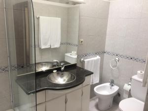 a bathroom with a sink and a toilet at Apartment Vedória in Viana do Castelo
