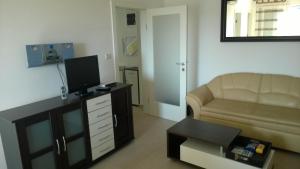 a living room with a couch and a television at Apartment Vjera in Punat