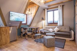 Televízia a/alebo spoločenská miestnosť v ubytovaní Apartamenty Rockus LUX & SPA Zakopane