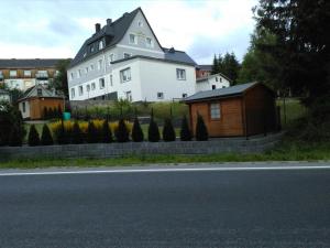 a large white house on the side of a road at Haus Florian in Kurort Oberwiesenthal