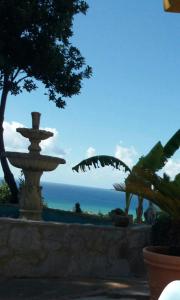 fontanna z oceanem w tle w obiekcie Villa Belvedere Michelle w mieście Trappeto