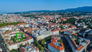 an aerial view of a city with buildings at Doma Zagreb Aparthotel in Zagreb