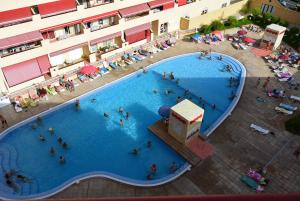 una vista aérea de una gran piscina con gente en ella en Jardín Marino, en Puerto de Santiago