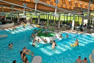 a group of people swimming in a swimming pool at 8513 Mihályháza - Rózsi Vendégház in Mihályháza