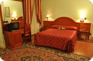 a hotel room with a bed and a television at Albergo Sandra in Rome