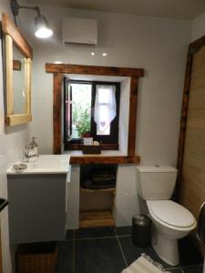 ヴァルドゥブロールにあるLa Maison de Josephineのバスルーム(トイレ、洗面台付)、窓が備わります。
