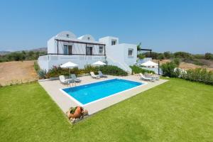 an aerial view of a villa with a swimming pool at Orianna Sea View Villa in Gennadi