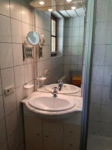 a bathroom with a sink and a mirror at Apartment Knablhof in Sankt Martin am Tennengebirge
