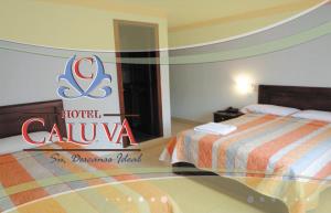 Voodi või voodid majutusasutuse Hotel Caluva toas