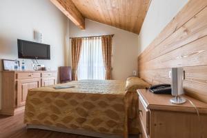 a hotel room with a bed and a television at La capr'allegra in Gallio