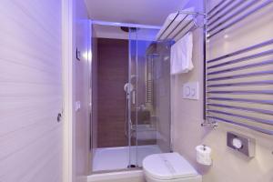 a bathroom with a shower and a toilet and a sink at Dolce Luxury Rooms in Rome