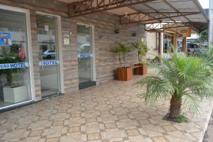 a hotel with a palm tree in front of a building at Hotel Consalter in Rodeio Bonito