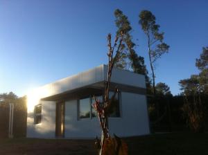 una casa con paredes blancas y un árbol en Casa Marieta Ocean Park, en Sauce de Portezuelo