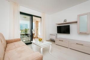 a living room with a couch and a tv at Apartments Los Olivos in Kotor