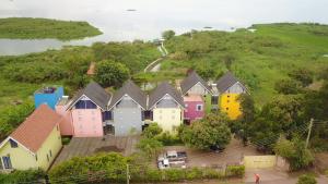 an aerial view of a row of houses on a hill at Yellow Haven Lodge in Kampala