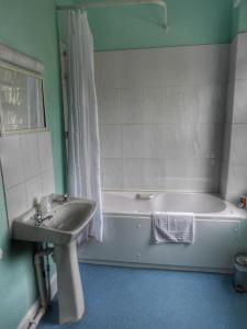 a bathroom with a sink and a bath tub with a sink at The Fountain Inn in Parkend