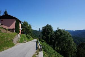 een lege weg met een huis aan de zijkant van een heuvel bij Valley View Apartment in Kambreško