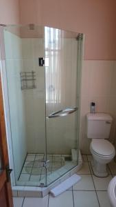 La salle de bains est pourvue d'une douche et de toilettes. dans l'établissement Convent Hill Lodge, à Ladysmith