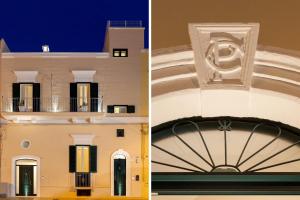 dwa zdjęcia budynku i budynku z drzwiami w obiekcie Palazzo Cesare - Monopoli w mieście Monopoli