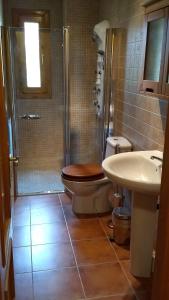 Las Colladas的住宿－Casa Montenegro，带淋浴、卫生间和盥洗盆的浴室