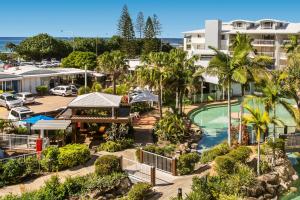 an aerial view of a resort with a swimming pool at BreakFree Alexandra Beach in Alexandra Headland