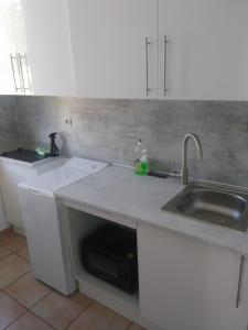 uma cozinha com um lavatório e uma bancada em christiane cere em Amélie-les-Bains-Palalda